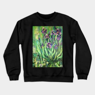 Purple Irises, from an original painting by Arist Colette Baumback Crewneck Sweatshirt